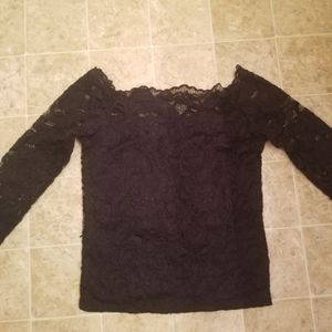 Black lace off the shoulder long sleeve